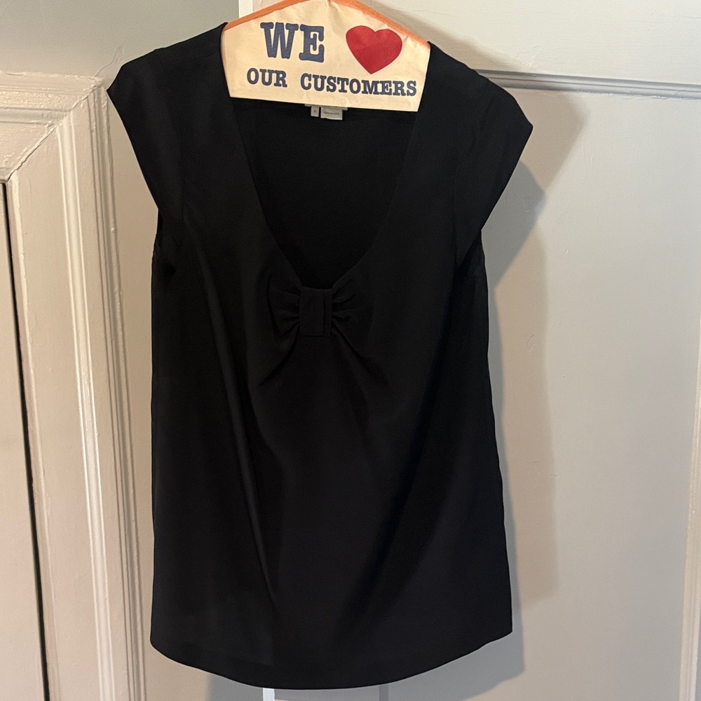 kate spade Black Scoop Neck Top with Front Bow